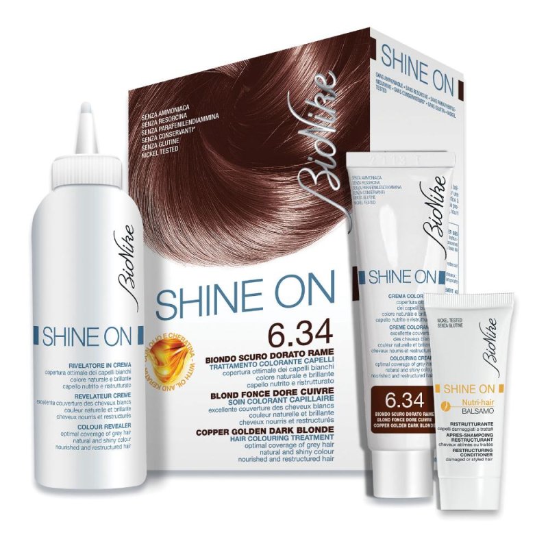 BioNike Shine ON Tintura per Capelli Cute Sens 6.34 Biondo Scuro Dor Rame