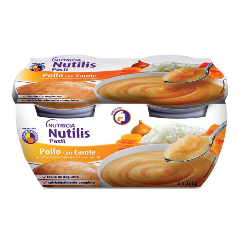 Nutricia Nutilis Pasti Pasto Pronto dalla Consistenza Cremosa ed Omogenea Gusto Pollo e Carote 2x300g Nutricia Nutilis Pasti Pasto Pronto dalla Consistenza Cremosa ed Omogenea Gusto Pollo e Carote 2x300g