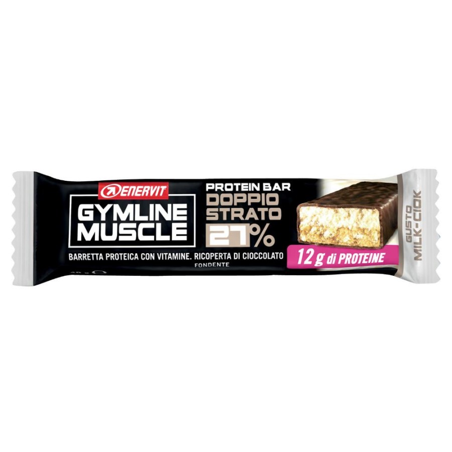 Enervit Gymline Muscle Protein Bar Doppio Strato 27% Milk-Ciok Barretta da 45g