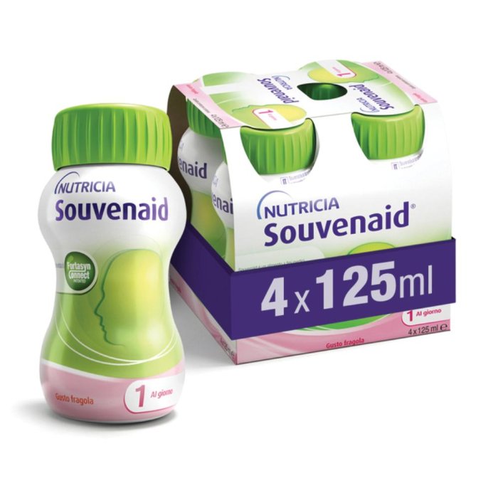 Nutricia Souvenaid Trattamento Nutrizionale del Declino Cognitivo Legato all'Et&agrave; Gusto Fragola 4x125ml