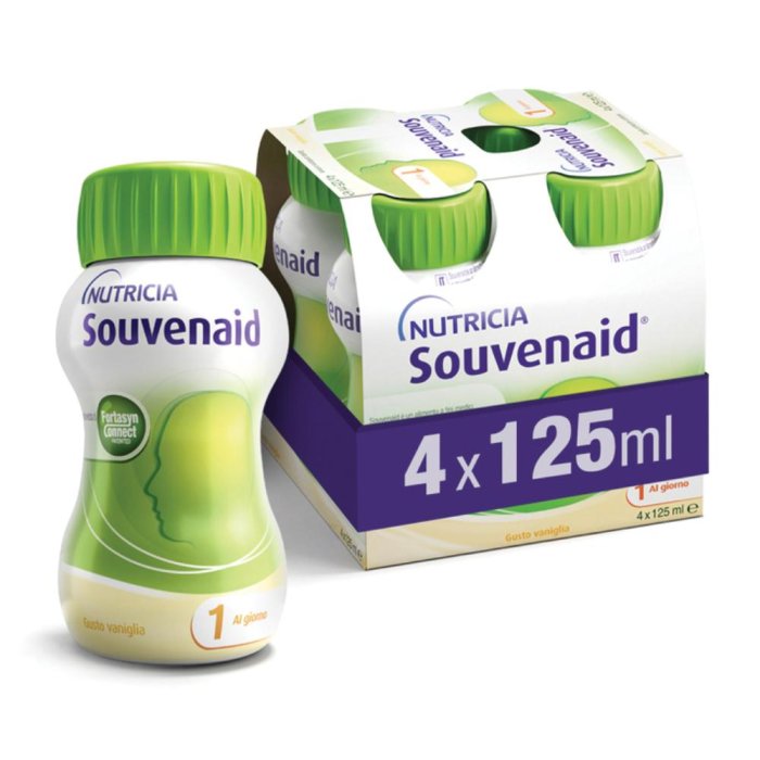 Nutricia Souvenaid Trattamento Nutrizionale del Declino Cognitivo Legato all'Et&agrave; Gusto Vaniglia 4x125ml