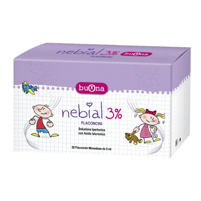 Buona Nebial - Soluzione Salina Ipertonica 3% con Acido Ialuronico 20 Flaconcini da 5ml Buona Nebial - Soluzione Salina Ipertonica 3% con Acido Ialuronico 20 Flaconcini da 5ml