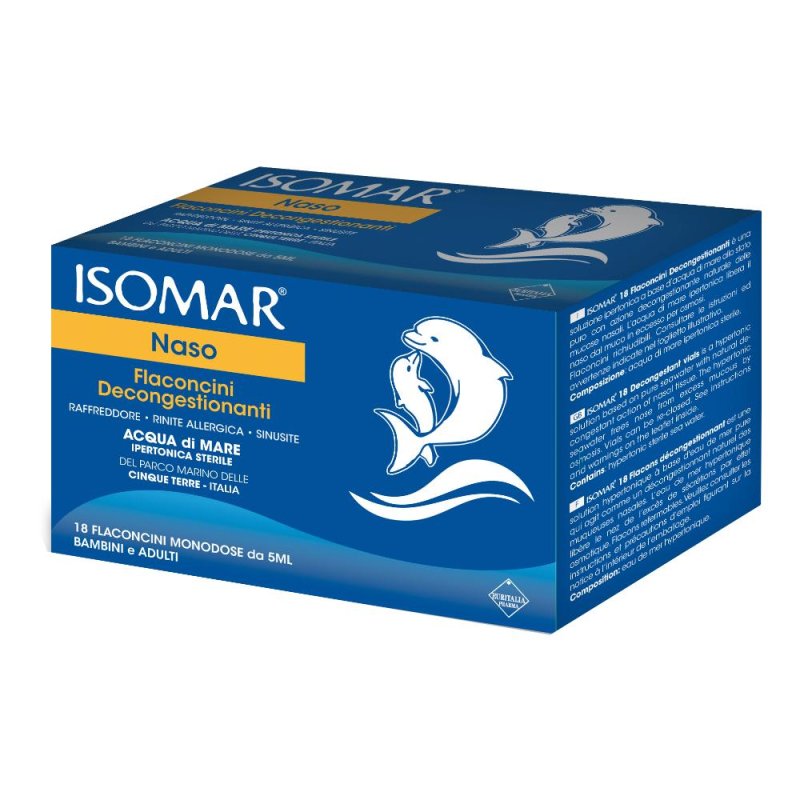 Isomar Soluzione Ipertonica Acqua Mare 18 Flaconcini Monodose 5 Ml