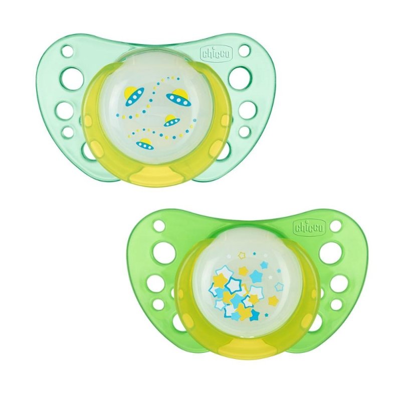 Chicco succhietto Physio Air Lumi 0+ 2 pezzi - succhietti luminosi in silicone per neonati