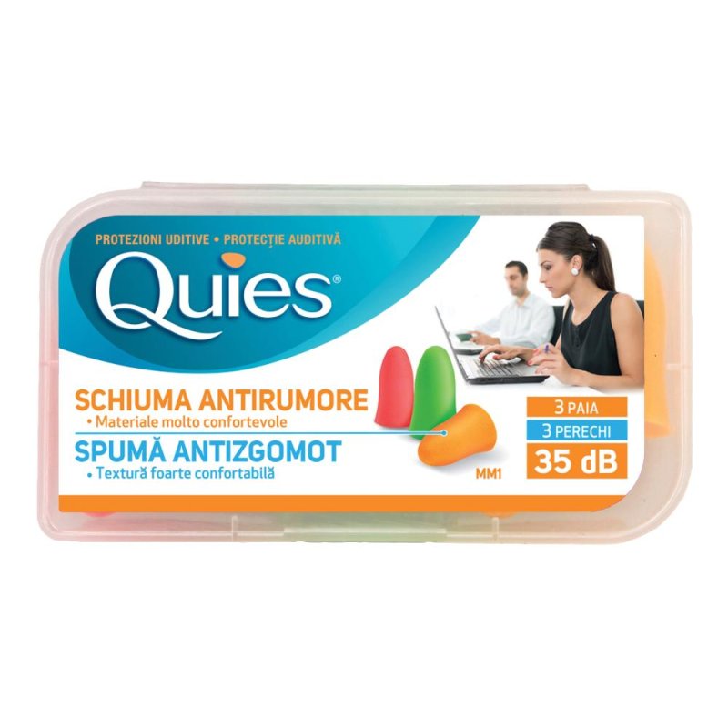 Quies tappi auricolari in schiuma 3 paia - protezione uditiva