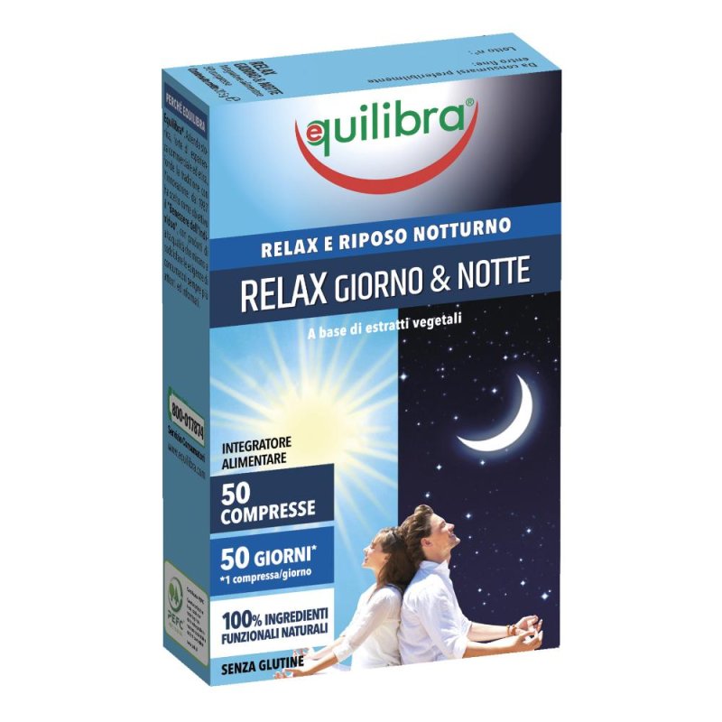 Equilibra Relax Giorno Notte 50 compresse - integratore con melissa passiflora magnesio e melatonina