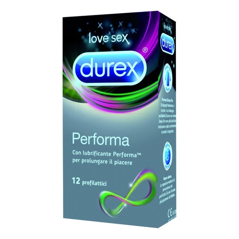 Durex Performa Ritardante Forma Classica Confezione con 12 Profilattici