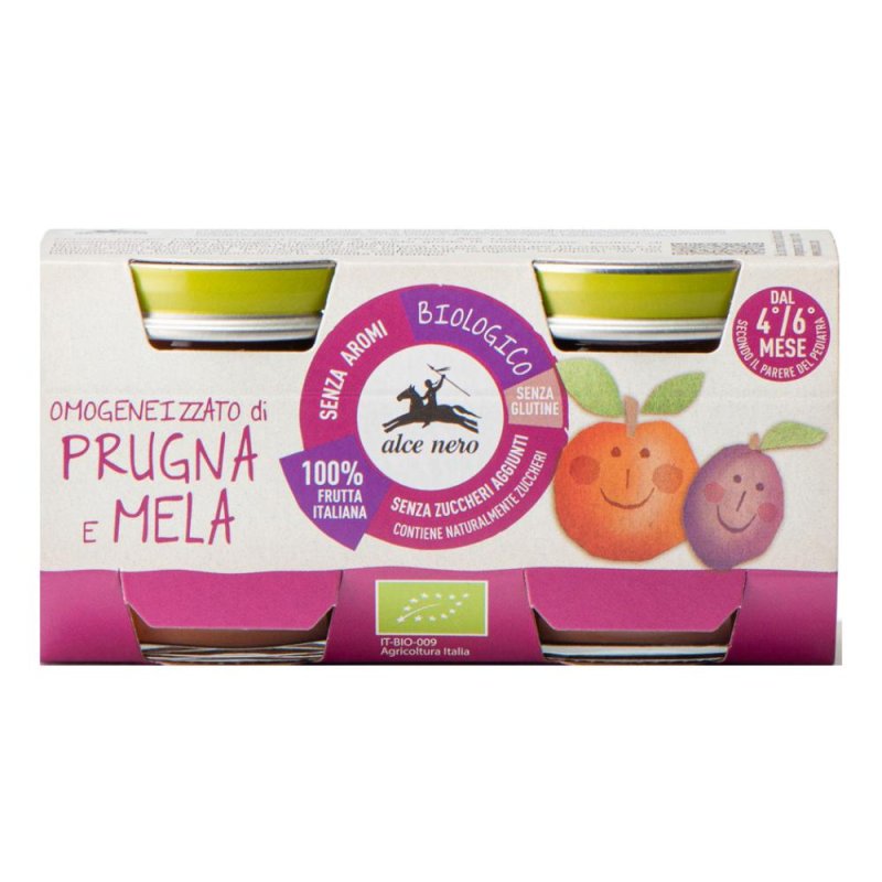 Alce Nero Omogeneizzato Prugna e Mela Biologico 2 x 80g