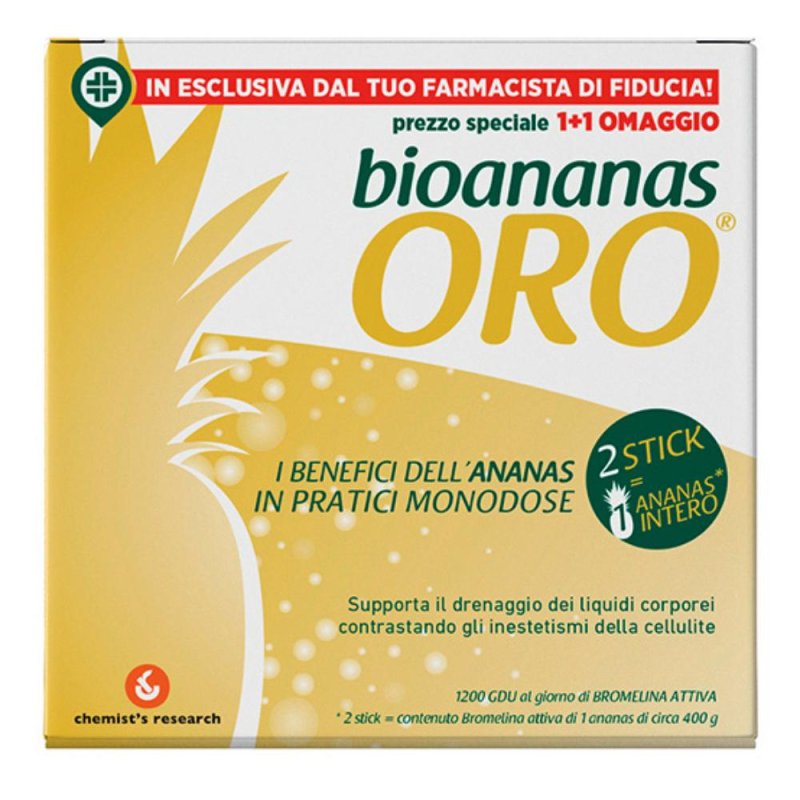 Chemist's Research Bioananas Oro Integratore Drenante 30 Stick Monodose Chemist's Research Bioananas Oro Integratore Drenante 30 Stick Monodose