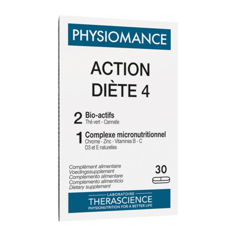 Therascience Physiomance Action Di&egrave;t 4 - Complemento Alimentare per Diabete e Iperglicemia 30 compresse
