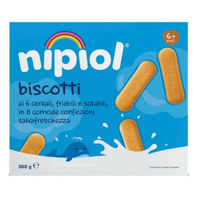 Nipiol Biscottini Prima Infanzia ai 6 Cereali confezione da 360 grammi Nipiol Biscottini Prima Infanzia ai 6 Cereali confezione da 360 grammi