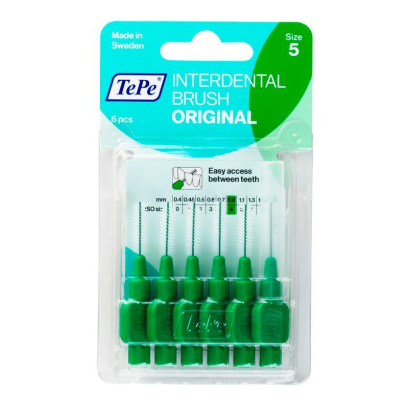TePe Cura Dentale Quotidiana 6 Scovolini Interdentali 0,8 Colore Verde TePe Cura Dentale Quotidiana 6 Scovolini Interdentali 0,8 Colore Verde