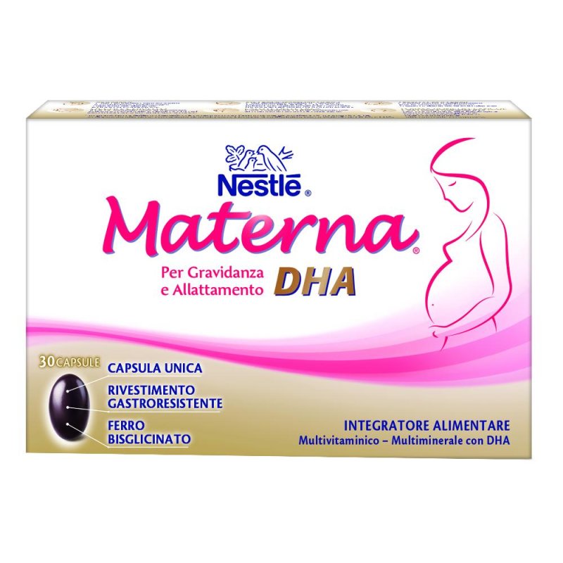 Nestlé Materna DHA Per Gravidanza e Allattamento 30 Capsule Gastroprotette Nestlé Materna DHA Per Gravidanza e Allattamento 30 Capsule Gastroprotette