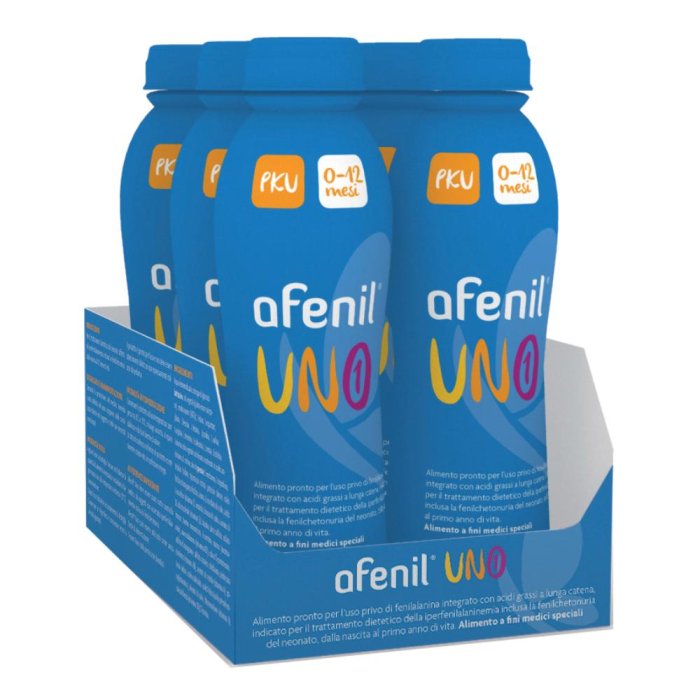 Afenil 1 alimento dietetico per lattanti con fenilchetonuria, sei flaconi da 200 millilitri, disponibile online, codice 926224282 Afenil 1 alimento dietetico per lattanti con fenilchetonuria, sei flaconi da 200 millilitri, disponibile online, codice 926224282