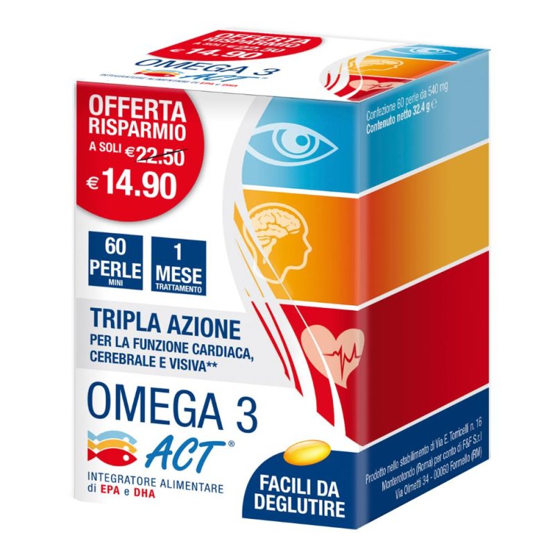 Omega 3 Act Integratore Alimentare 60 Perle Mini Omega 3 Act Integratore Alimentare 60 Perle Mini