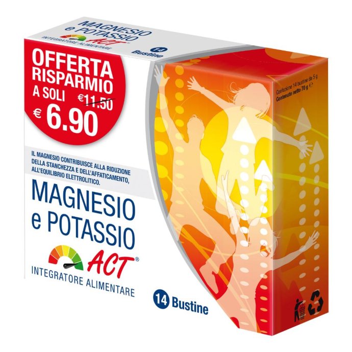 Act Minerali e Vitamine Magnesio E Potassio Integratore Alimentare 14 Bustine