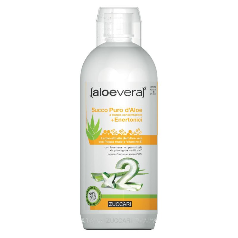 Zuccari AloeVera2 Succo Puro D&rsquo;Aloe + Enertonici Integratore Alimentare