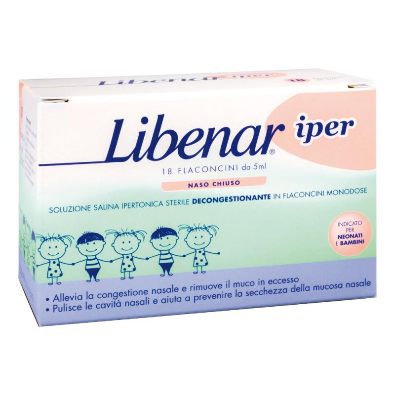 Libenar Soluzione Ipertonica 18 Flaconcini Pulizia e Salute del Naso 5 ml Libenar Soluzione Ipertonica 18 Flaconcini Pulizia e Salute del Naso 5 ml