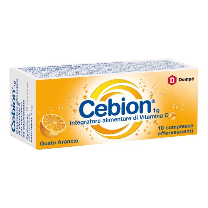 Cebion 1g Arancia Integratore Alimentare Vitamina C 10 Compresse Effervescenti Cebion 1g Arancia Integratore Alimentare Vitamina C 10 Compresse Effervescenti