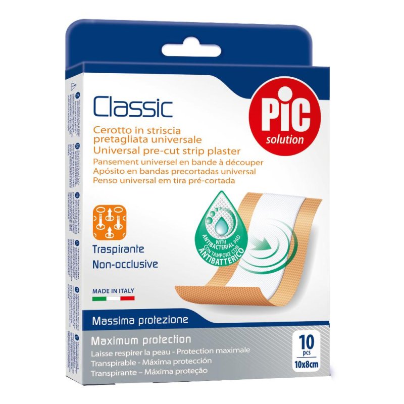 Pic Classic Cerotto Traspirante In Striscia 10X8 cm 10 Pezzi