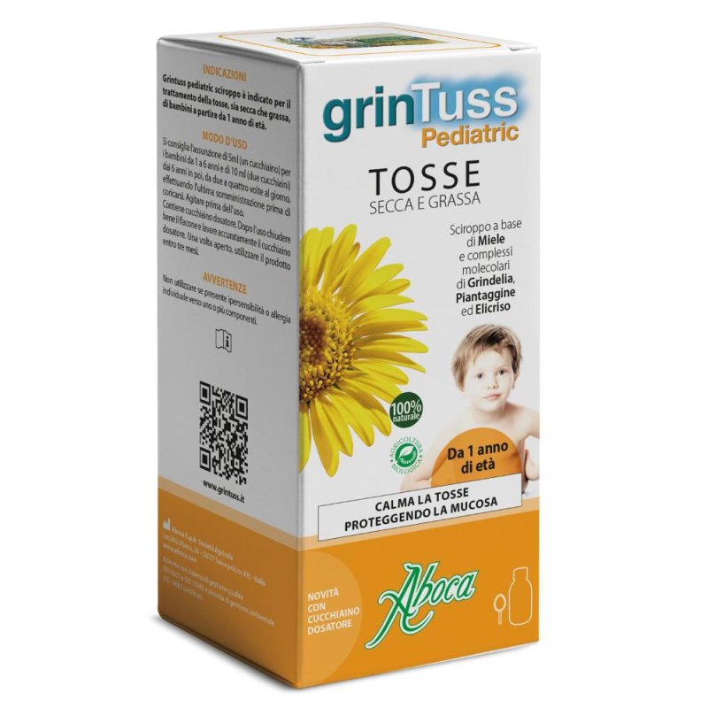 Grintuss Pediatric Sciroppo Aboca Con Poliresin Tosse Secca E Grassa 180 g Grintuss Pediatric Sciroppo Aboca Con Poliresin Tosse Secca E Grassa 180 g
