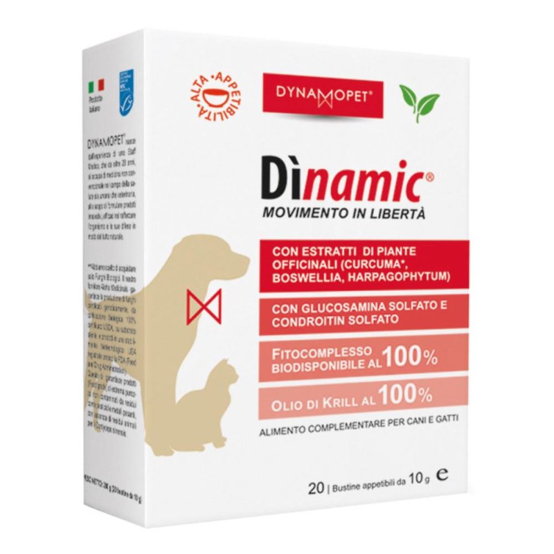 Dynamopet Dinamic integratore per cani e gatti 20 bustine da 10 ml tono energia e vitalità Dynamopet Dinamic integratore per cani e gatti 20 bustine da 10 ml tono energia e vitalità