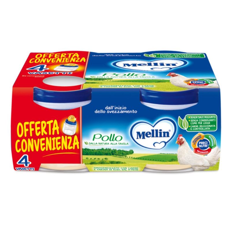 Mellin Omogeneizzato Pollo 4x80 G Mellin Omogeneizzato Pollo 4x80 G