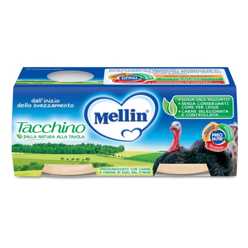 Mellin Omogeneizzato Tacchino 100% Naturale 2x80g Mellin Omogeneizzato Tacchino 100% Naturale 2x80g