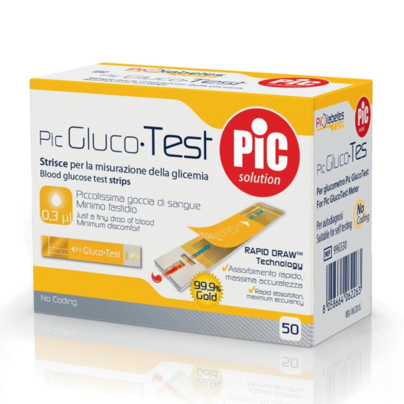 Pikdare Strisce Misurazione Glicemia Pic Glucotest 50 Pezzi Pikdare Strisce Misurazione Glicemia Pic Glucotest 50 Pezzi