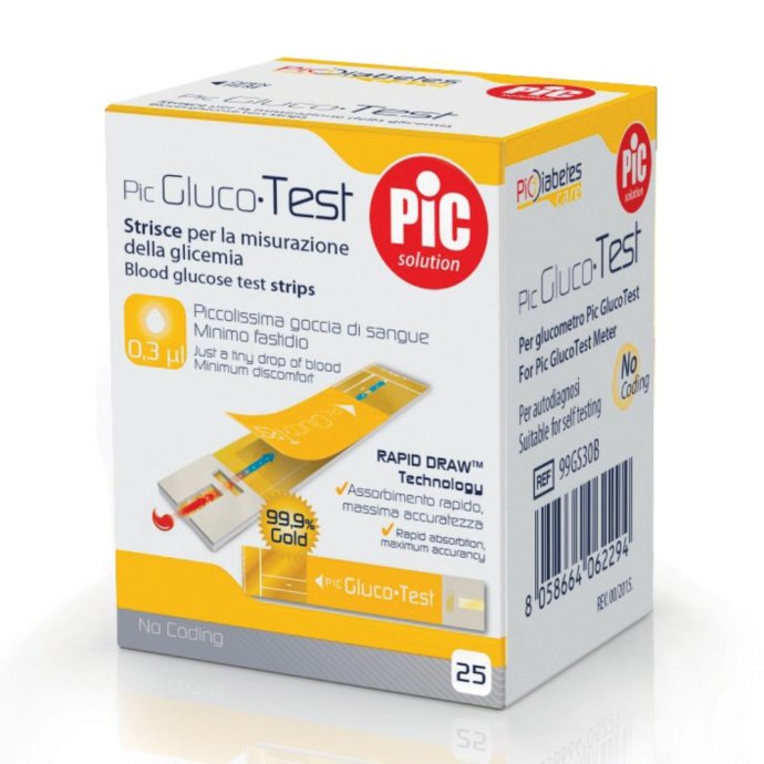 Pikdare Strisce Misurazione Glicemia Pic Glucotest 25 Pezzi Pikdare Strisce Misurazione Glicemia Pic Glucotest 25 Pezzi