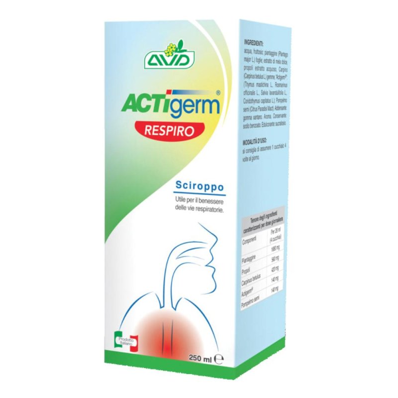 Actigerm Respiro sciroppo 250 ml integratore per il benessere delle vie respiratorie Actigerm Respiro sciroppo 250 ml integratore per il benessere delle vie respiratorie