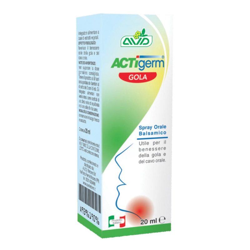Actigerm Gola spray orale balsamico 20 ml per infezioni alte e basse vie respiratorie - A.V.D Reform Srl Actigerm Gola spray orale balsamico 20 ml per infezioni alte e basse vie respiratorie - A.V.D Reform Srl