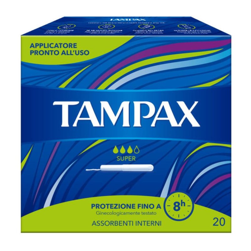 Tampax Super 20 pezzi Assorbenti interni con applicatore in cotone Tampax Super 20 pezzi Assorbenti interni con applicatore in cotone