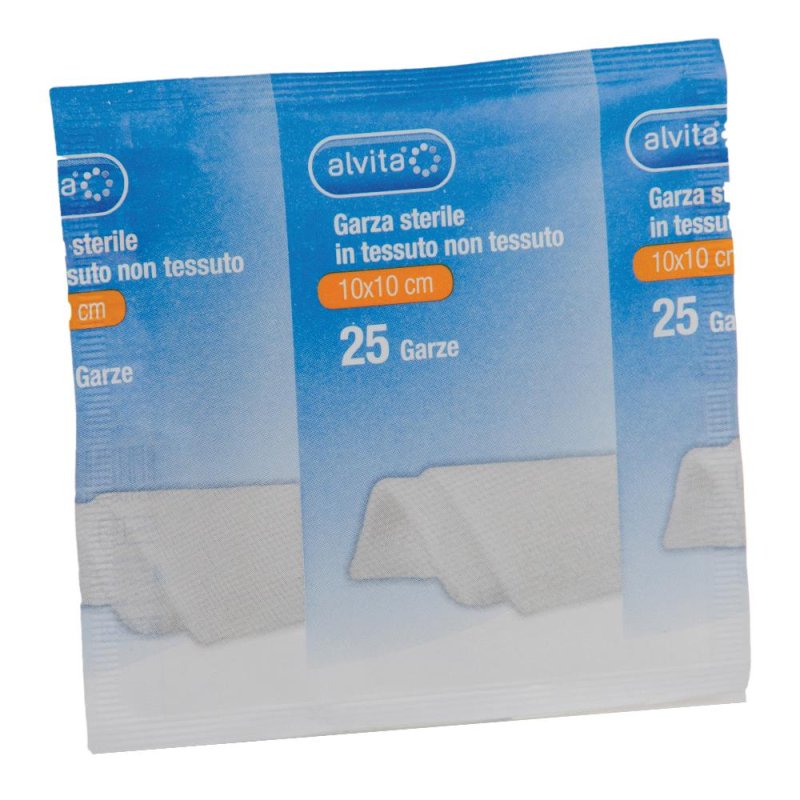 Alvita Garza Sterile in Tessuto non Tessuto 10x10cm, 25 Pezzi Alvita Garza Sterile in Tessuto non Tessuto 10x10cm, 25 Pezzi