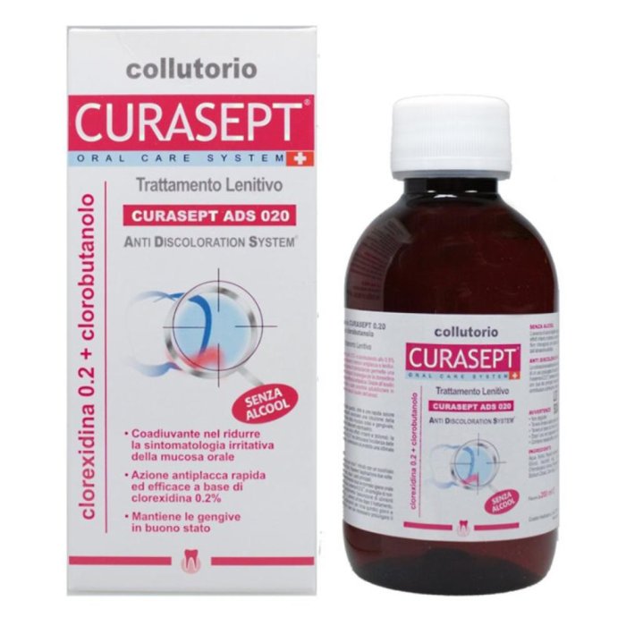 Curaden Curasept ADS Clorexidina 0,20% Clorobutanolo Colluttorio Lenitivo 200 ml Curaden Curasept ADS Clorexidina 0,20% Clorobutanolo Colluttorio Lenitivo 200 ml