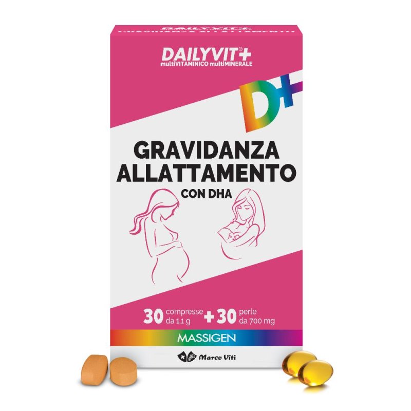 Massigen Benessere Dailyvit+ Gravidanza e Allattamento 30 Compresse 30 Perle Massigen Benessere Dailyvit+ Gravidanza e Allattamento 30 Compresse 30 Perle