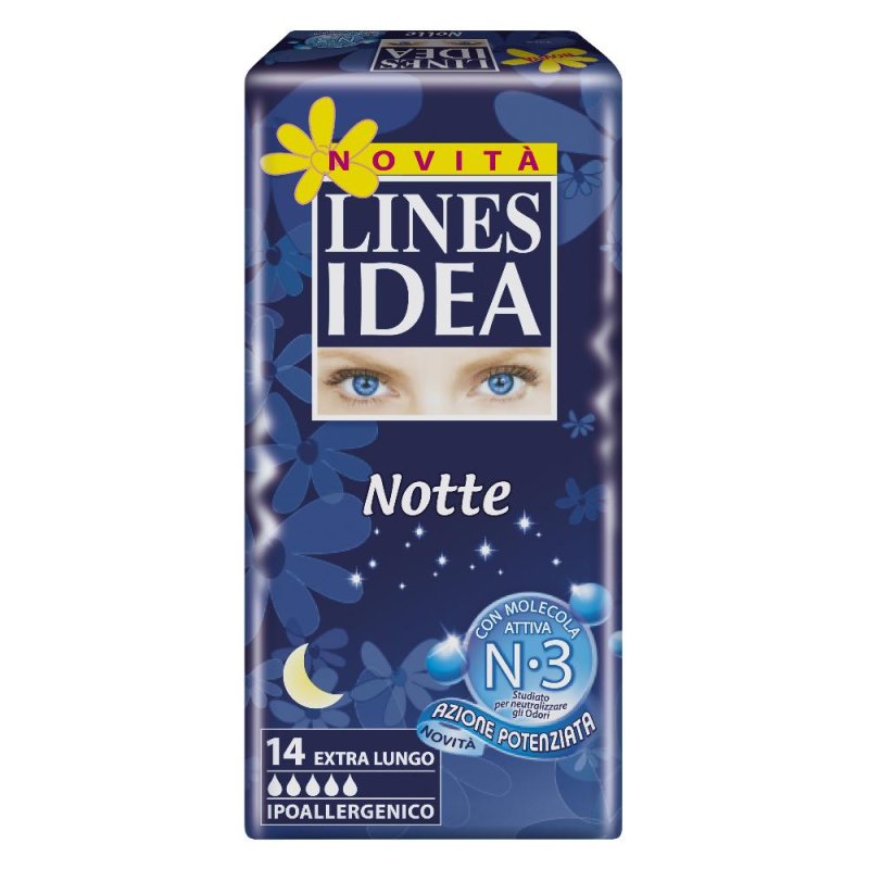 Assorbenti Lines Idea Notte 14 Pezzi &ndash; Protezione Notturna Super Assorbente per Flusso Abbondante