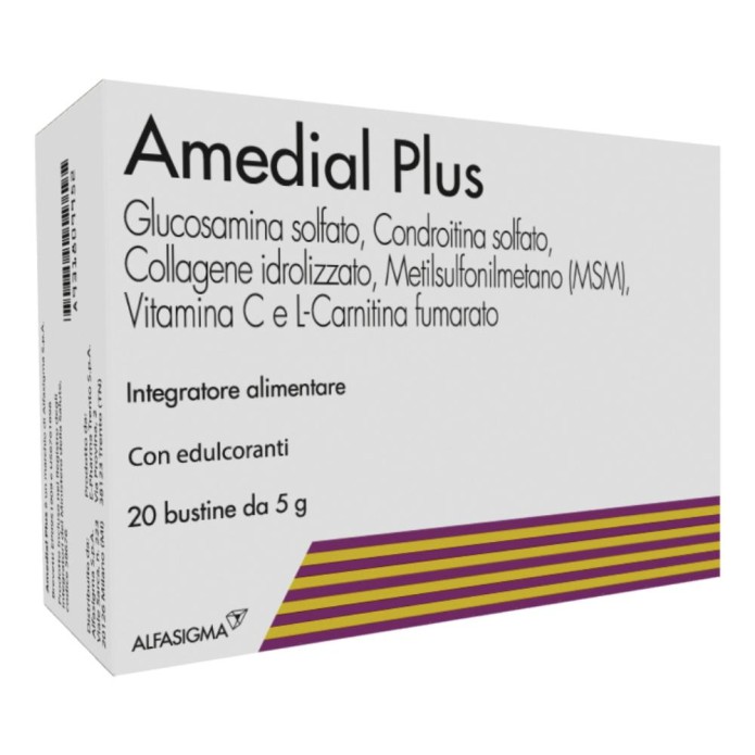 Amedial Plus Glucosamina Collagene Integratore Alimentare 20 Buste