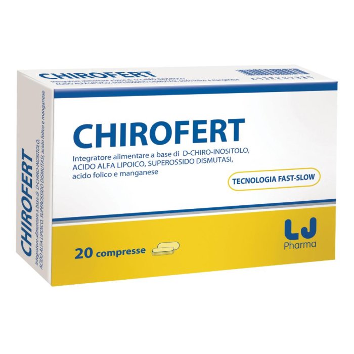 Chirofert 20 compresse tristrato integratore con D-chiro-inositolo, acido alfa-lipoico e acido folico
