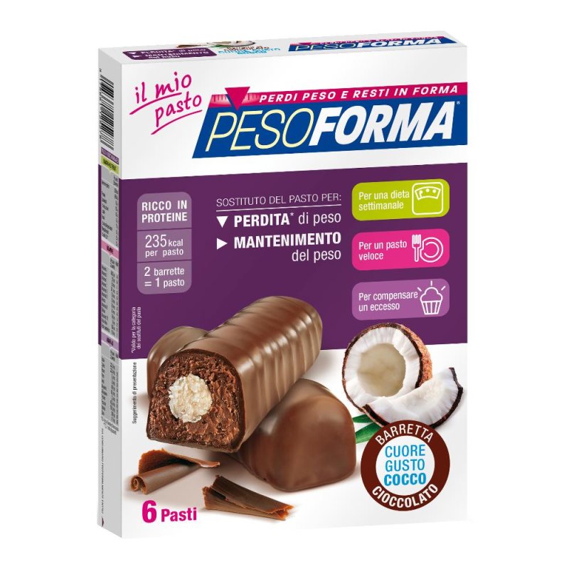 Pesoforma 12 Barrette Cioccolato Cuore Cocco Alimentazione Dietetica Pesoforma 12 Barrette Cioccolato Cuore Cocco Alimentazione Dietetica