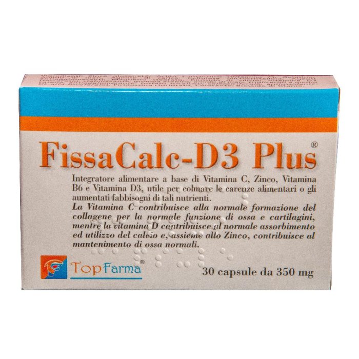 Fissacalc D3 Plus 350 mg 30 Capsule Integratore Calcio e Vitamina D3 per Ossa e Denti Fissacalc D3 Plus 350 mg 30 Capsule Integratore Calcio e Vitamina D3 per Ossa e Denti