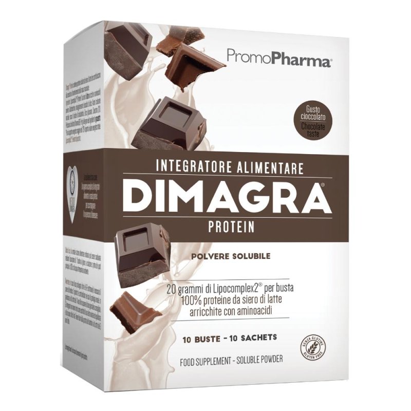 Promopharma Dimagra - Protein Integratore di Proteine Gusto Cioccolato 10 Buste Promopharma Dimagra - Protein Integratore di Proteine Gusto Cioccolato 10 Buste