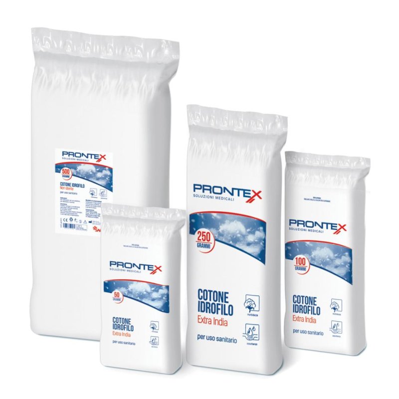 Prontex Cotone Idrofilo 250 g Puro Cotone Bianco Morbido e Assorbente per Uso Medico e Cosmetico