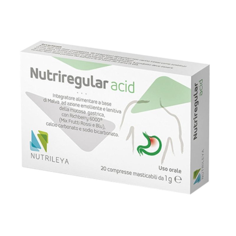 Nutriregular Acid 20 Compresse Masticabili Integratore per Acidità e Bruciore di Stomaco e Reflusso Nutriregular Acid 20 Compresse Masticabili Integratore per Acidità e Bruciore di Stomaco e Reflusso