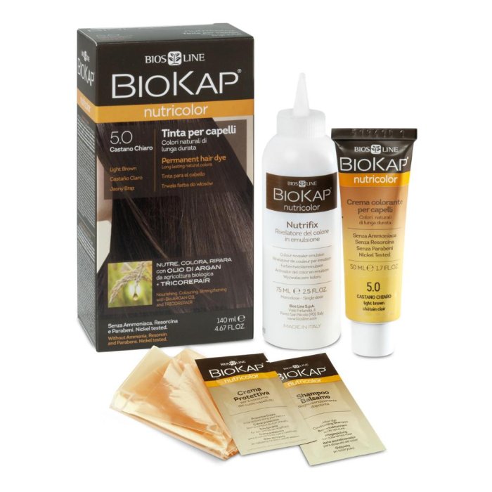 Biokap Nutricolor Tinta per Capelli 1 Nero Permanente Senza Ammoniaca con Ingredienti Vegetali per Copertura Capelli Bianchi