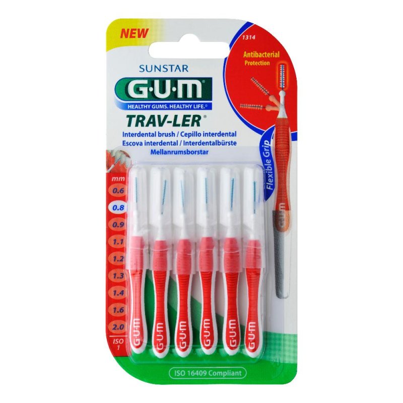 Gum Travler Scovolino Interdentale 0.8mm 6 pezzi Gum Travler Scovolino Interdentale 0.8mm 6 pezzi