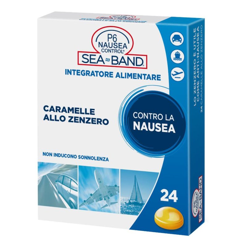 Seaband P6 Nausea Control Caramelle Allo Zenzero Integratore 24 Caramelle Seaband P6 Nausea Control Caramelle Allo Zenzero Integratore 24 Caramelle