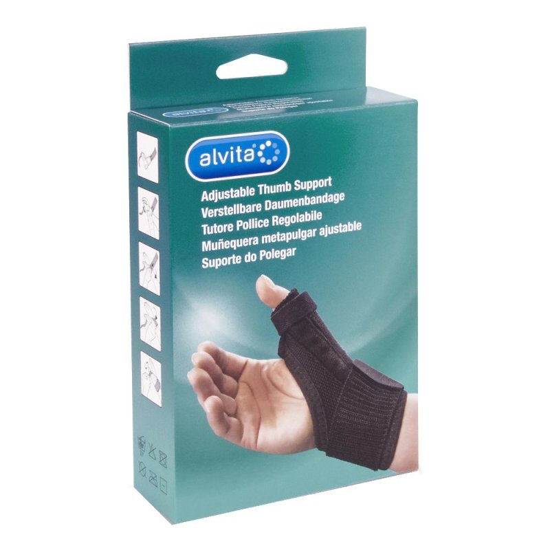 Alvita Tutore Pollice Regolabile Colore Nero Taglia 1 (12-19 cm) Alvita Tutore Pollice Regolabile Colore Nero Taglia 1 (12-19 cm)