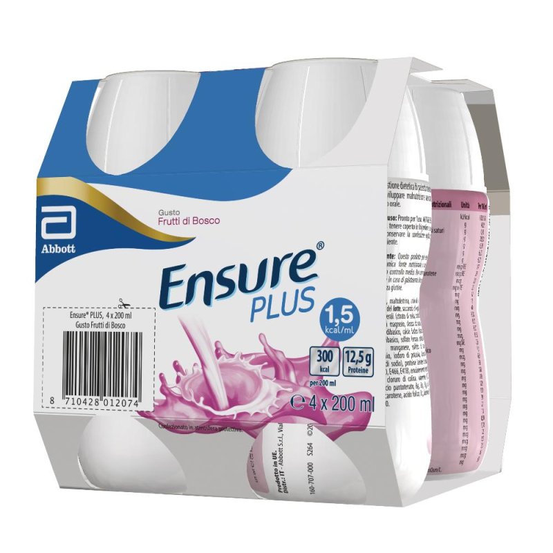 Abbott Ensure Plus Frutti Di Bosco 4 Bottiglie Da 200 Ml