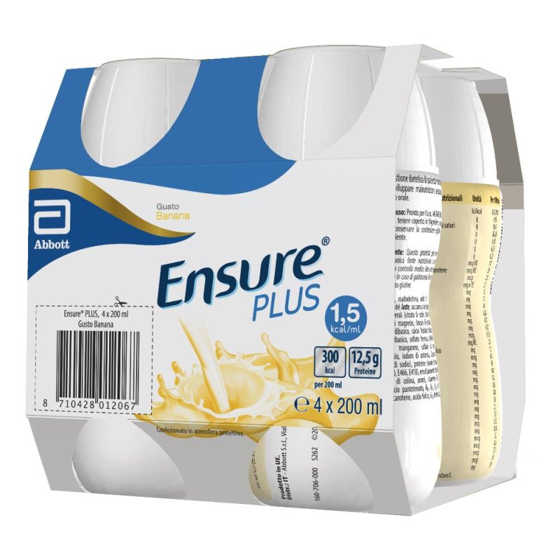 Abbott Nutrizione Domiciliare Ensure Plus Integrazione 4x200 ml Banana Abbott Nutrizione Domiciliare Ensure Plus Integrazione 4x200 ml Banana